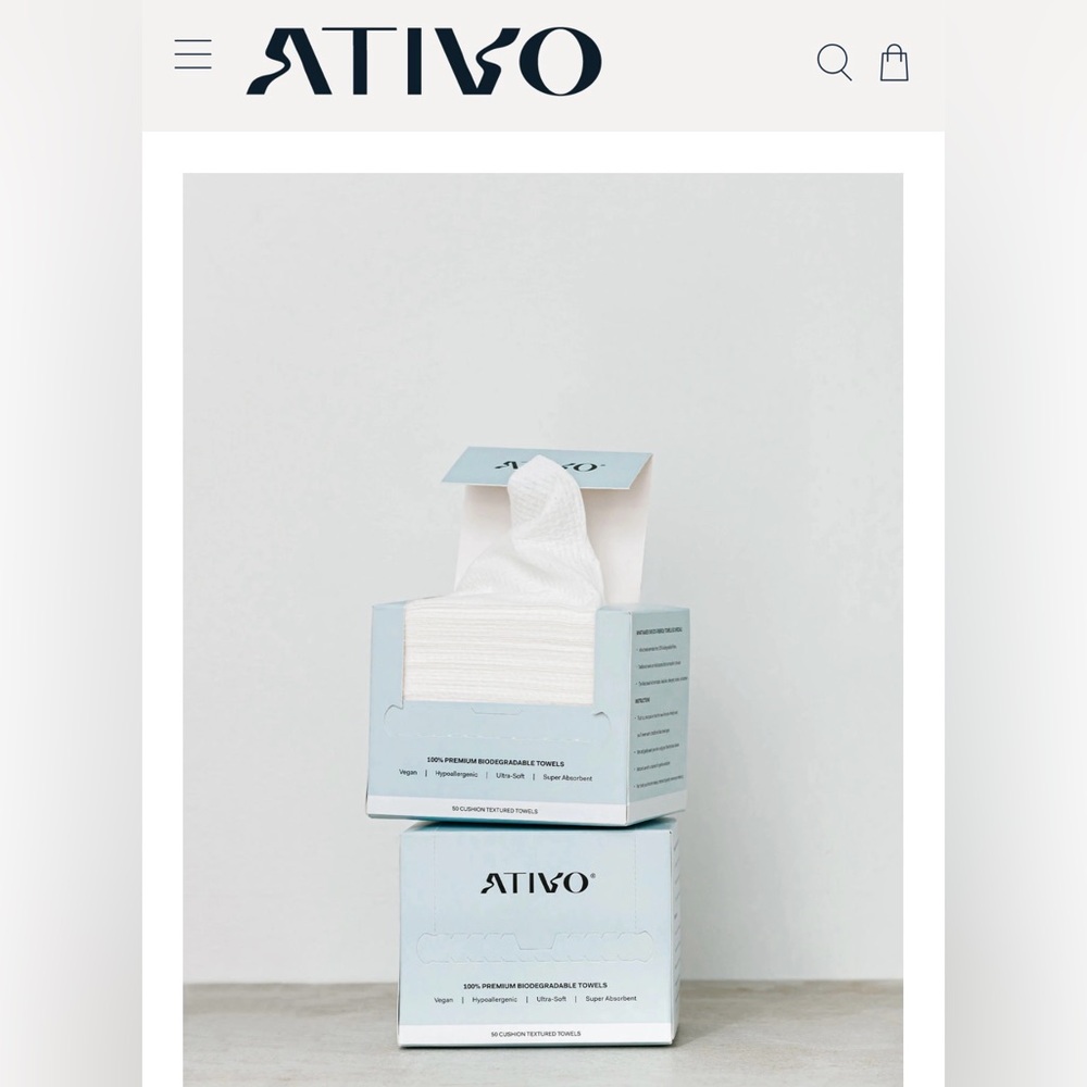 BNIB - Ativo Skincare 100% biodegradable single-use face towels